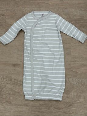 Touched by Nature Gray Striped Button Down Long Sleeve Sleeper